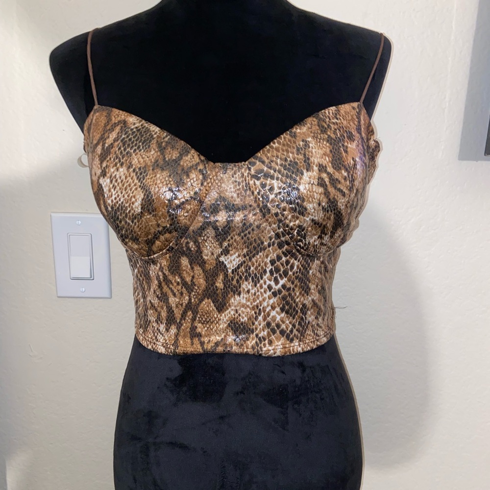 Spaghetti Strap Snake Print Crop